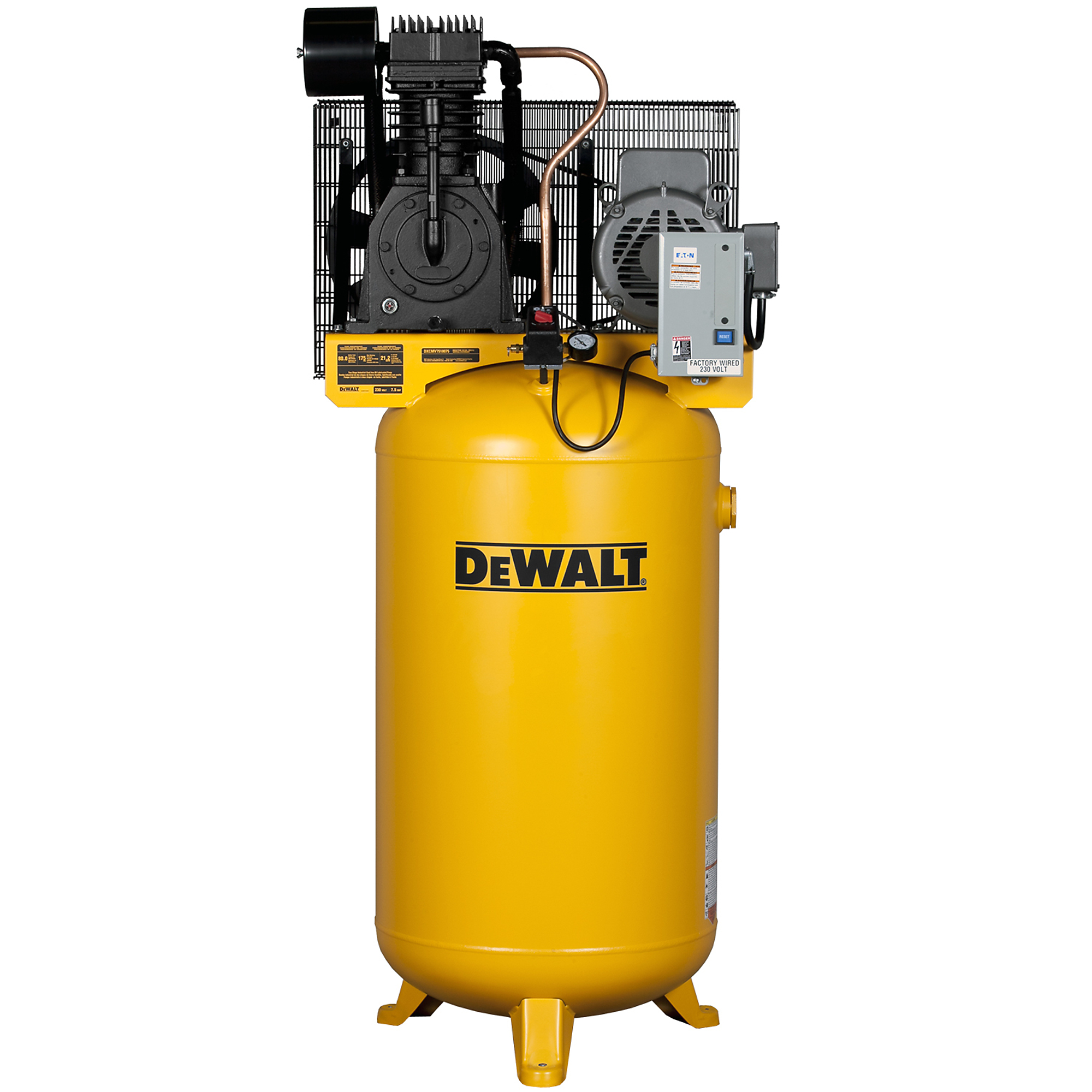 DEWALT 80 Gallon Air Compressor, Vertical Two Stage 7.5 HP, Model# DXCMV7518075